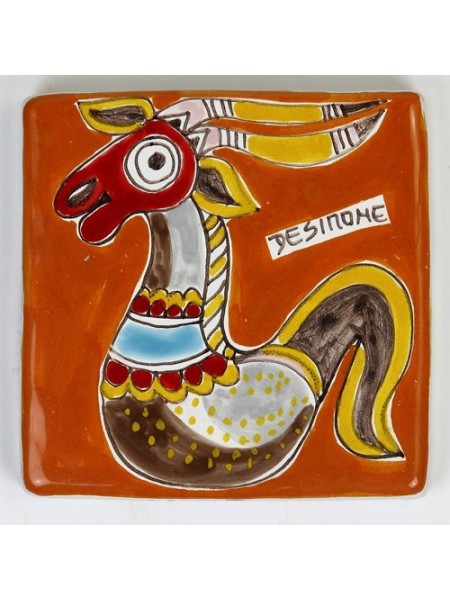 Decorative tile zodiac sign Capricorn sicilian ceramic de simone pottery
