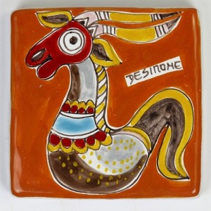 Decorative tile zodiac sign Capricorn sicilian ceramic de simone pottery