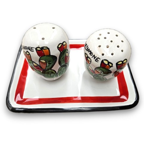 Set Sale e Pepe fatto a mano Fichi d'India ceramiche de simone