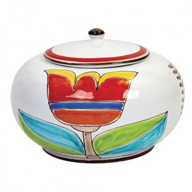 Handmade sicilian Biscuit Jar Folk Tulip BSC713FK