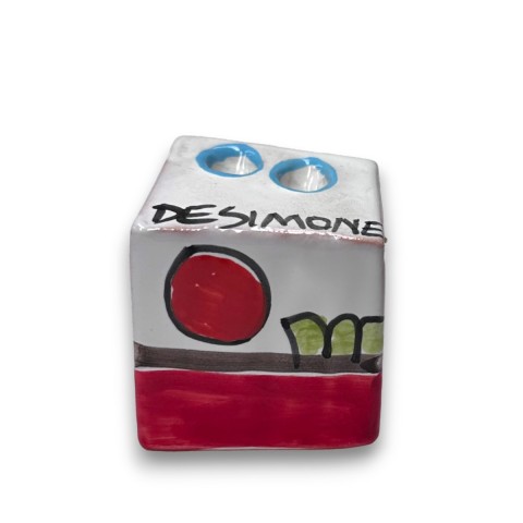 Cubo Portamatite artigianale Dammusi mangiallegro Ceramiche siciliane De Simone