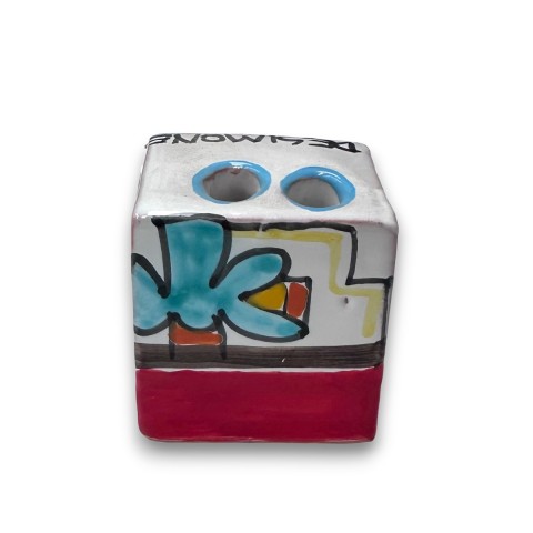 Pencil Holder Cube Dammusi de simone handmade sicilian pottery