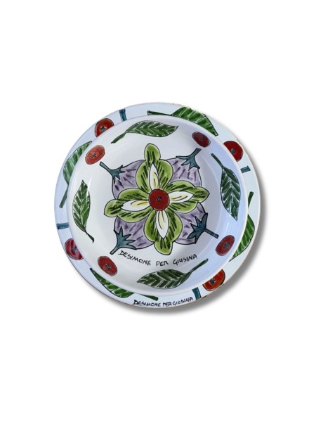 Piatto artigianale siciliano De Simone per Giusina in Cucina Fiore Gustoso