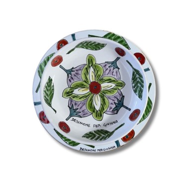 Piatto artigianale siciliano De Simone per Giusina in Cucina Fiore Gustoso