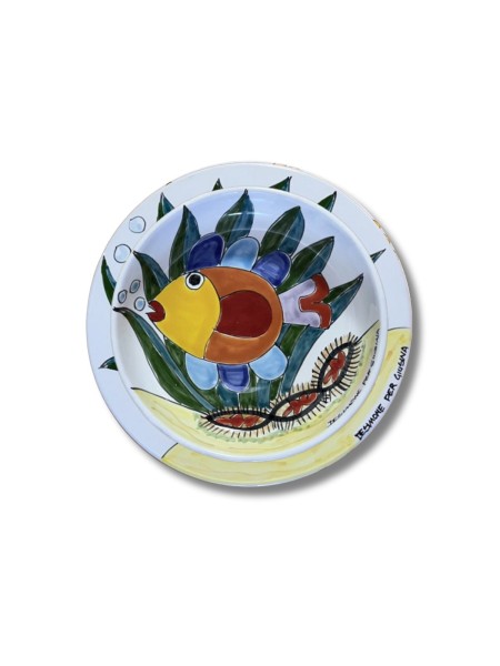 Sicilian handmade ceramic plate Plate De Simone Giusina Under the Sea