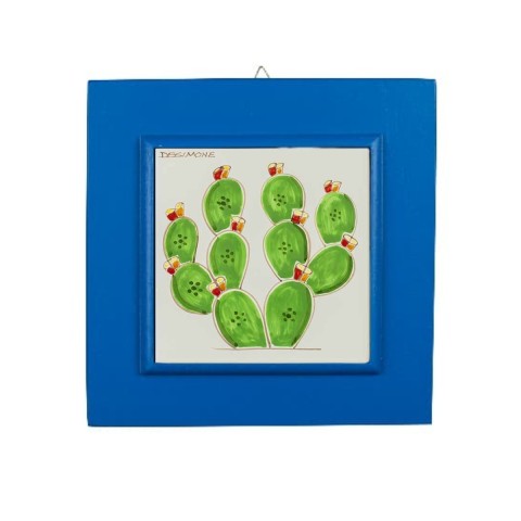 Piastrella incorniciata Folk Fichi d'India PI297FC blu