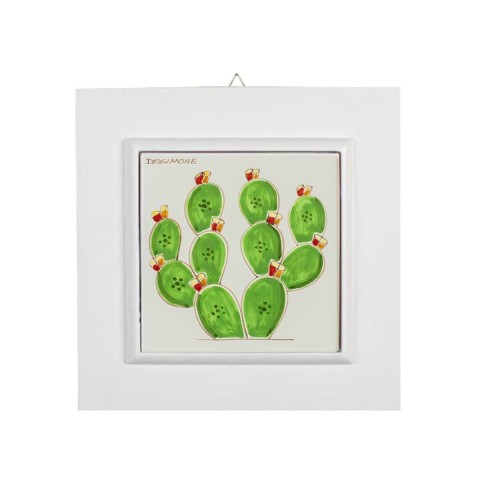 Piastrella incorniciata Folk Fichi d'India PI297FC bianco