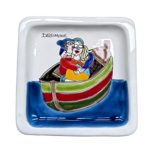 Piatto quadrato Fidanzati in Barca