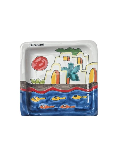 Dammusi handmade square plate 20x20cm Ceramiche De Simone