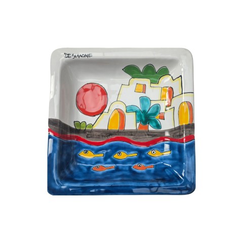 Dammusi handmade square plate 24x24cm Ceramiche De Simone