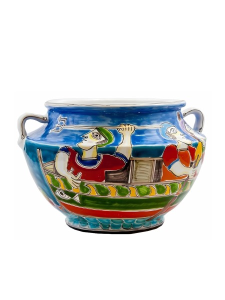 Sicilian Ceramic Vase DS Skipos Grecia VS658GR de simone pottery