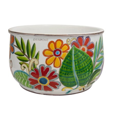 Floreal sicilian handmade ceramic Vase DS Tell Halab Siria de simone pottery VS660GR