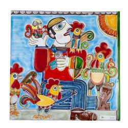 Ceramic Panel de simone pottery Chicken Thief PI416PM-1