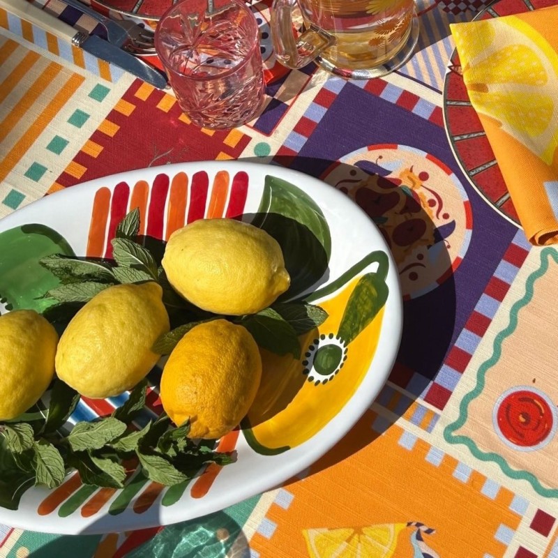 Filicudi hand-decorated ceramic serving plate