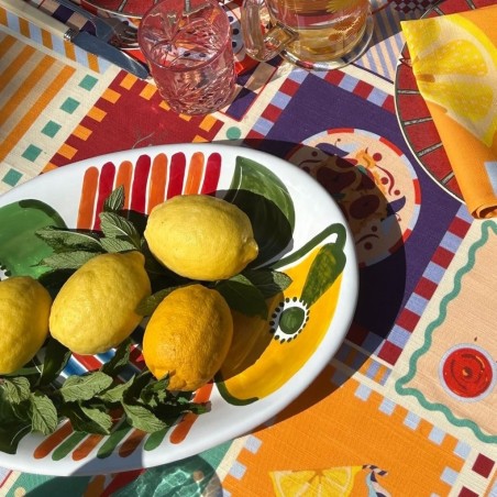 Piatto da portata in ceramica e decorato a mano Filicudi Mangiallegro