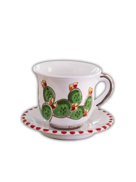 Tazza da tè con piattino Folk Fichi d'India