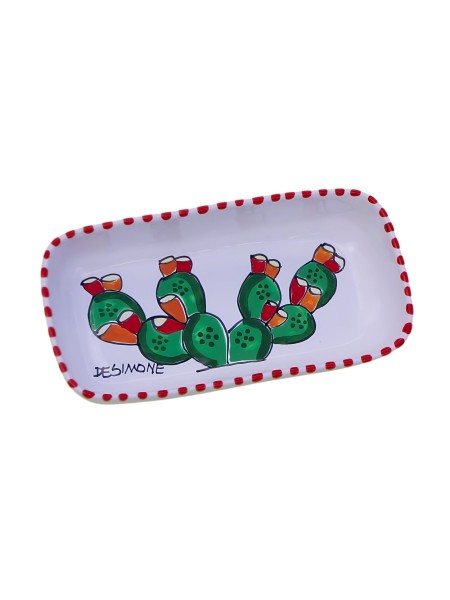 Handmade sicilian Rectangular ashtray Folk Prickly Pear