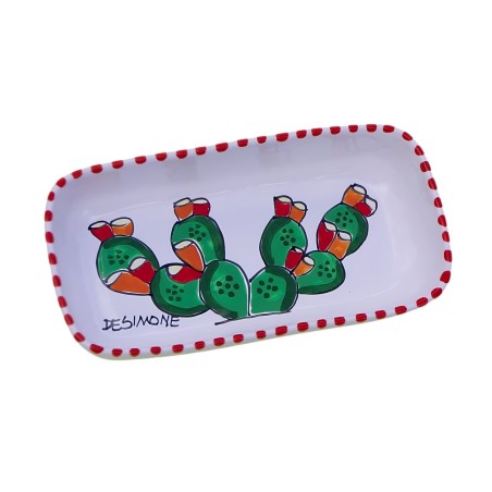 Handmade sicilian Rectangular ashtray Folk Prickly Pear