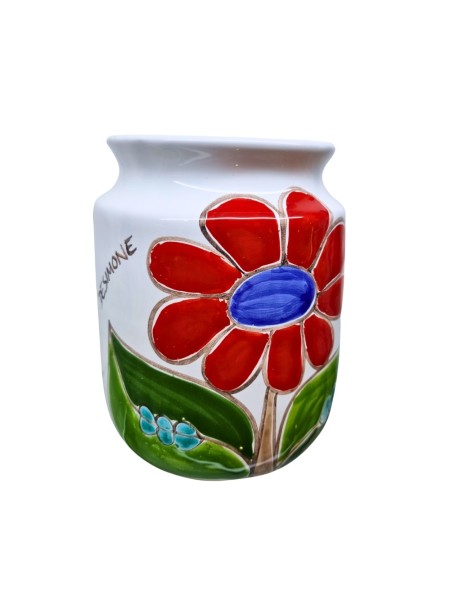 Vaso tondo artigianale ceramiche siciliane de simone Folk Margherita VS518FK
