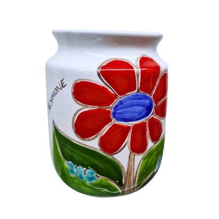 Vaso tondo artigianale ceramiche siciliane de simone Folk Margherita VS518FK