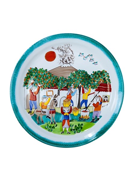 Piatto Tondo Folk Raccolta delle Arance PT45FK