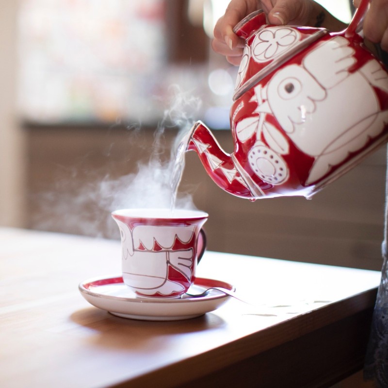 Tazza da tè con piattino Uccello Bianco TZ72CN Mangiallegro