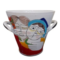 Secchiello porta-ghiaccio Folk Fidanzati ceramiche de simone artigianali siciliane