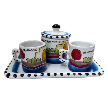 Set tazzine da caffè con vassoio contenitore Dammusi ceramiche de simone