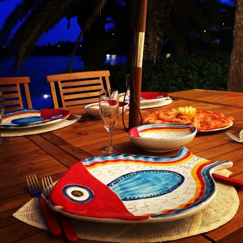 Handmade sicilian ceramic Fish Plate PT2PE De Simone Pottery