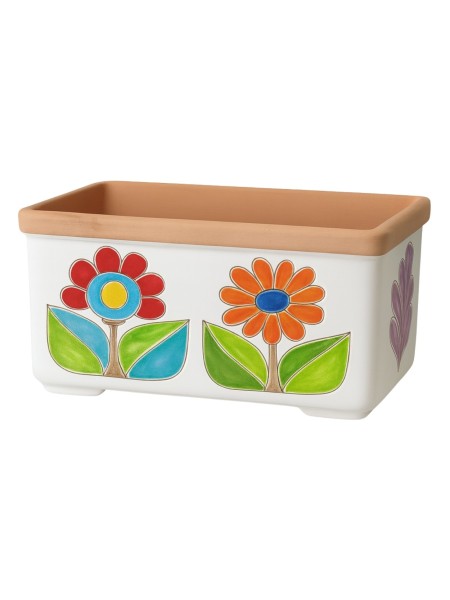 Fioriera rettangolare ceramiche de simone Margherite Folk