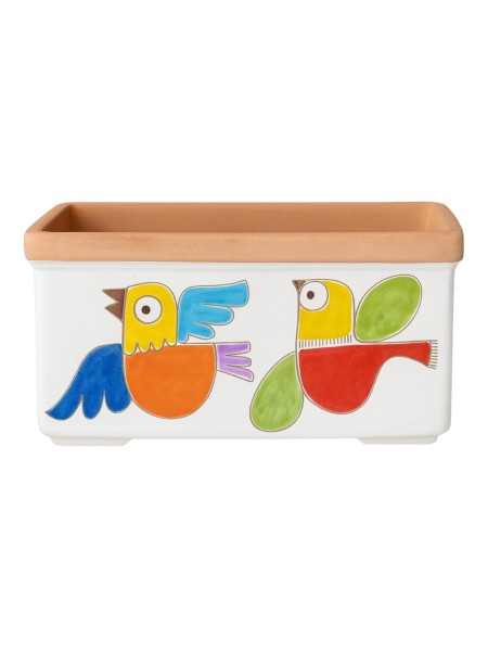 Fioriera rettangolare ceramiche de simone Uccelli Folk