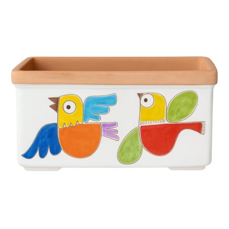 Fioriera rettangolare ceramiche de simone Uccelli Folk