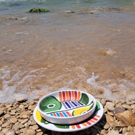 Handmade sicilian ceramic dishes Filicudi De Simone pottery