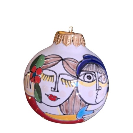 Christmas Bauble Lovers Folk Ceramiche De Simone Pottery
