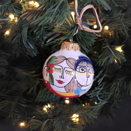 Christmas Bauble Lovers Folk De Simone Sicilian Handmade Pottery