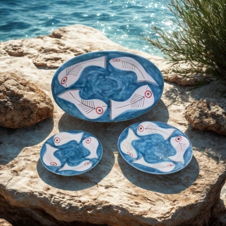 Handmade sicilian ceramic Oval plate Itaca OVIT De Simone pottery