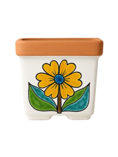 Squared Ceramic Vase de simone pottery Daisy Folk