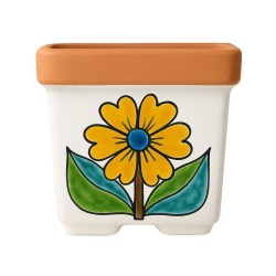 Squared Ceramic Vase de simone pottery Daisy Folk
