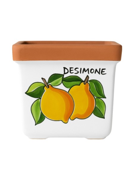 Vaso quadrato porta pianta Folk Limoni Ceramiche De Simone