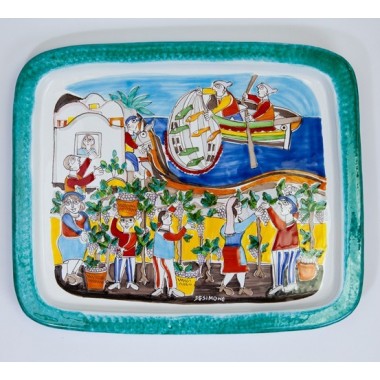 Rectangular Tray fishing and grape harvest Folk VSS36FK2