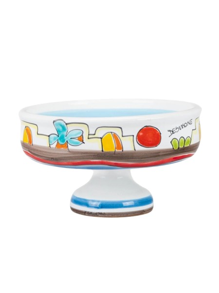 Alzata centrotavola porta frutta Dammusi mangiallegro ceramiche de simone