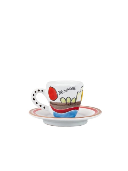 Ceramic Coffee Cup with Saucer Dammsui desimone pottery TZZ56SA