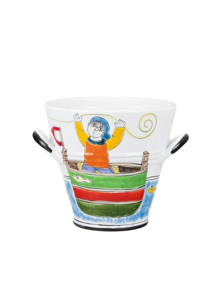 Ice bucket Folk fisherman De simone sicilian handmade pottery