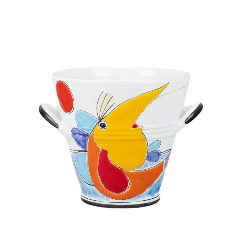 Ceramic ice bucket Folk fisherman De simone handmade sicilian pottery