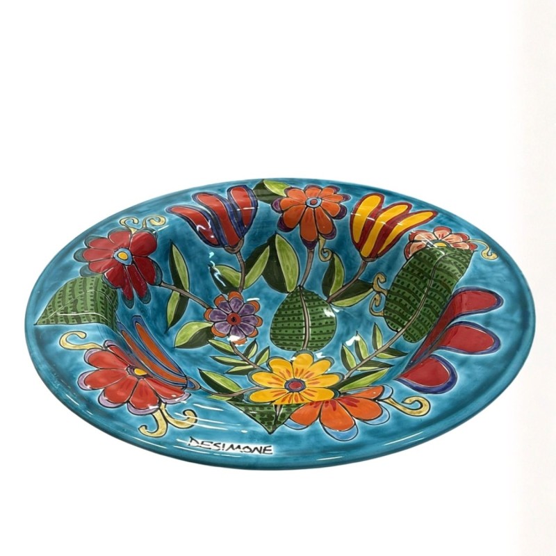 Handmade serving dish Floral DS De Simone Pottery