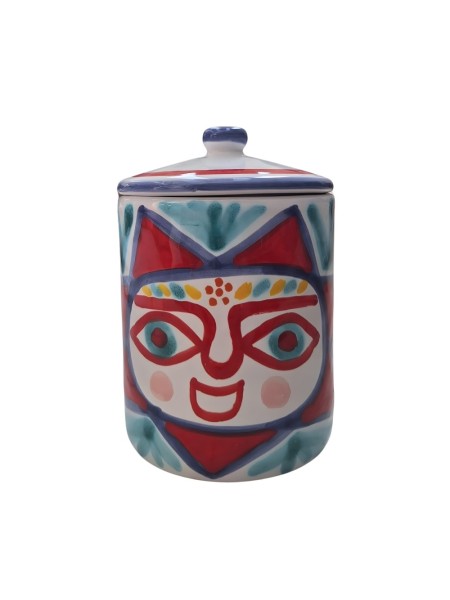 Handmade sicilian ceramic container with lid Salina de simone pottery