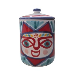 Handmade sicilian ceramic container with lid Salina de simone pottery