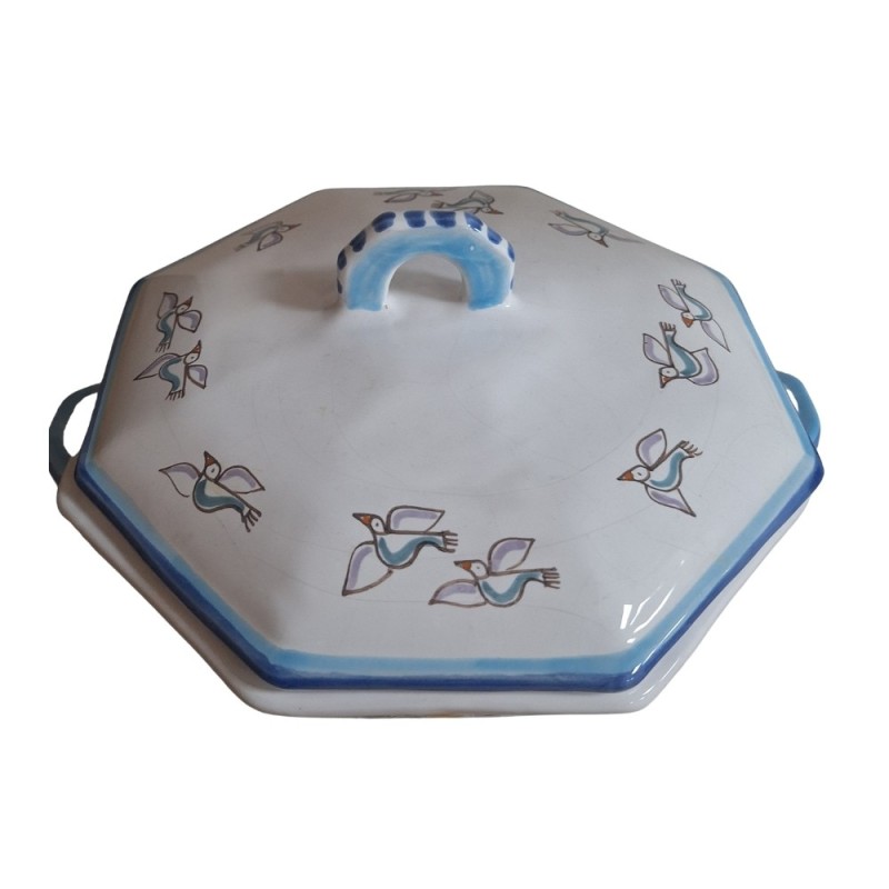Zuppiera artigianale con coperchio Dammusi Mangiallegro ceramiche de simone