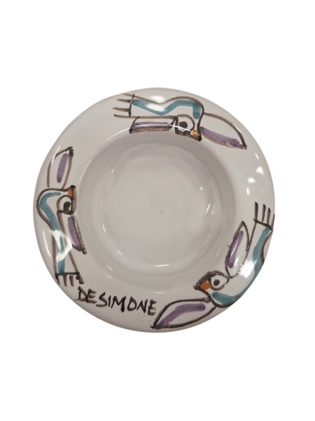 Portalumino candela tealight tondo Folk Uccelli Ceramiche De Simone