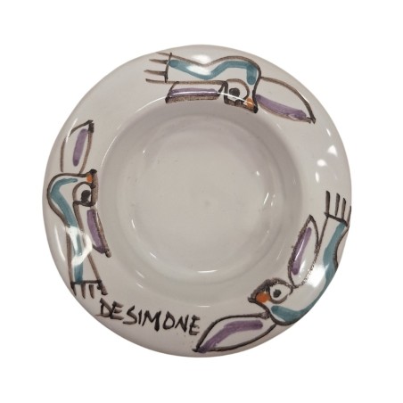 Portalumino candela tealight tondo Folk Uccelli Ceramiche De Simone